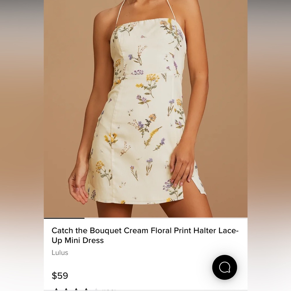 Lulus Catch the Bouquet Cream Floral Print Halter Lace-Up Dress